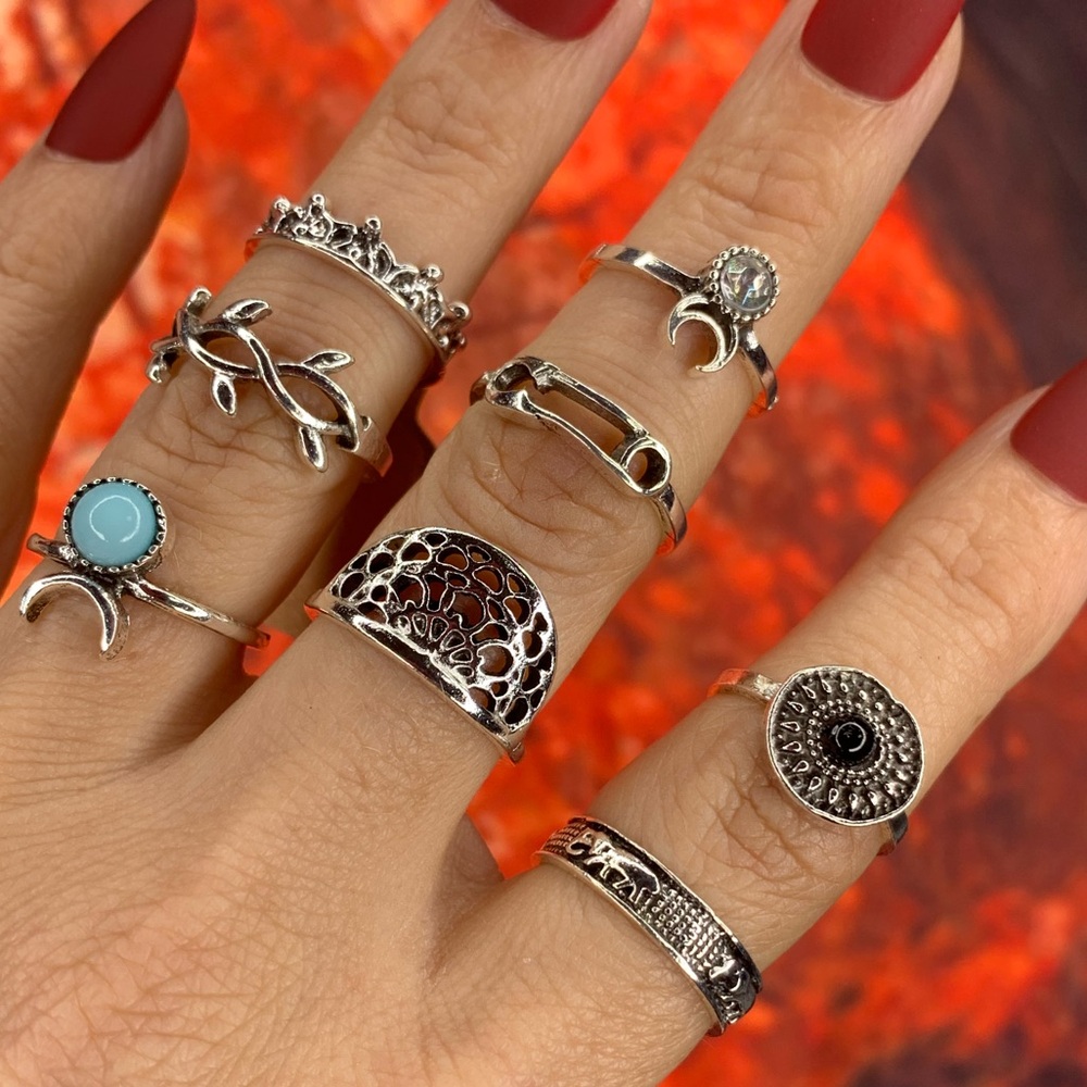 3/$10 NEW Boho Style Rings & MIDI Rings Design Mix / silver tone Bundle NWOT